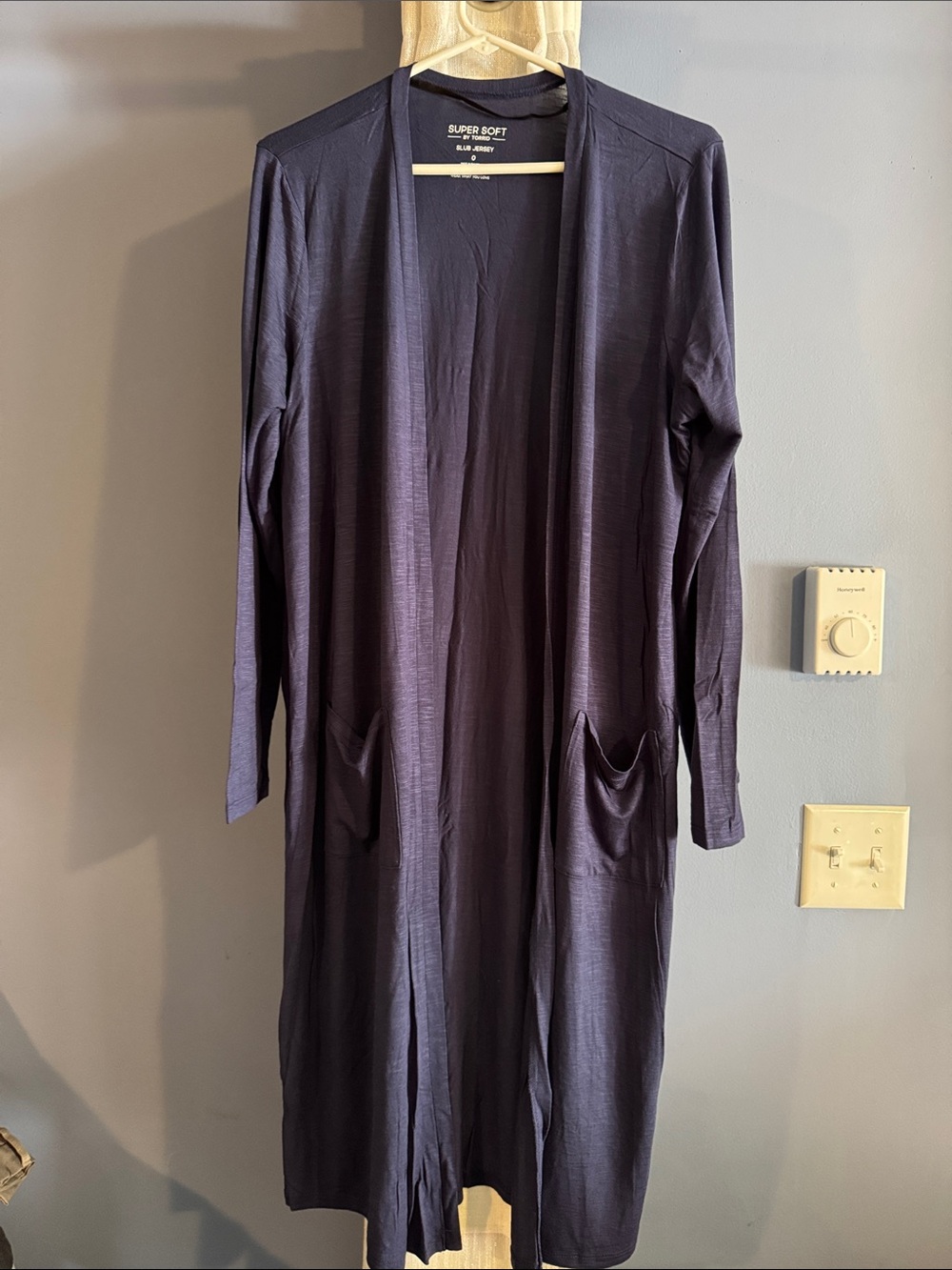 Long Open-Front Cardigan Navy